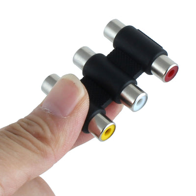 Harfington Uxcell 3 RCA Female to Female Coupler Cable Joiner Ports Socket Extension Audio Adapter