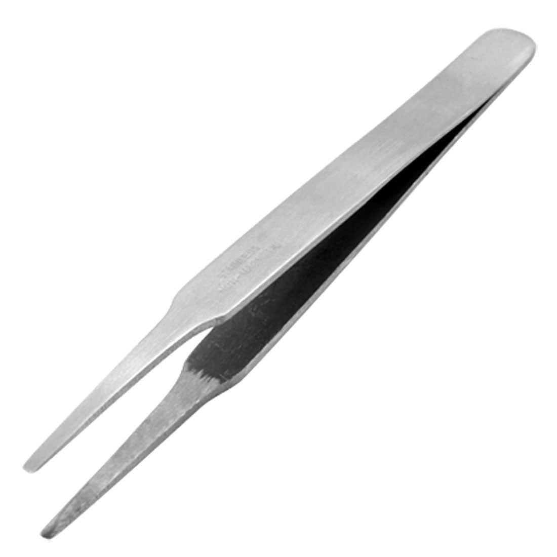 Harfington Hand Tool Silver Tone Metal Flat Tip Straight Tweezers