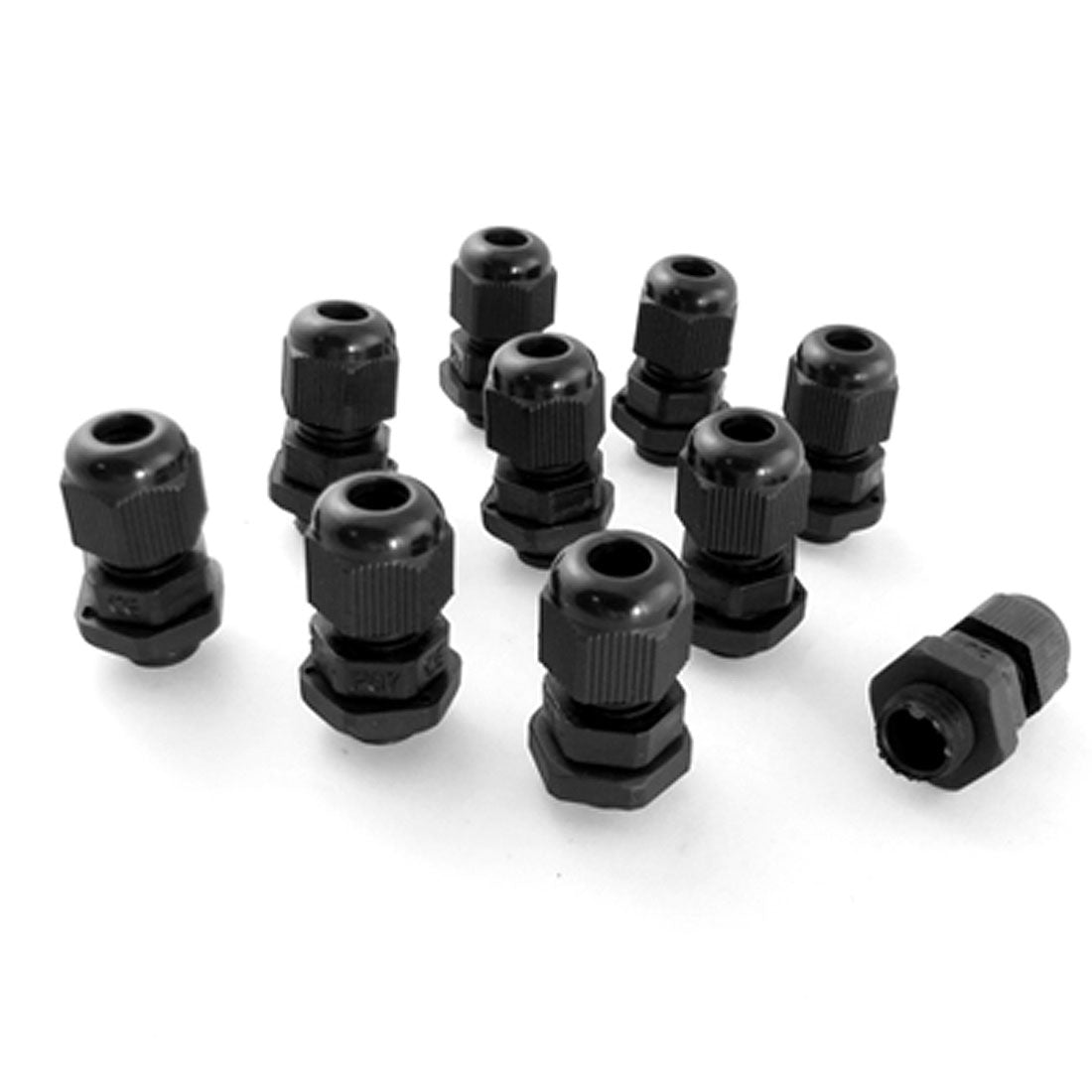Harfington 10pcs PG7 Black Plastic Waterproof Connectors Cable Glands