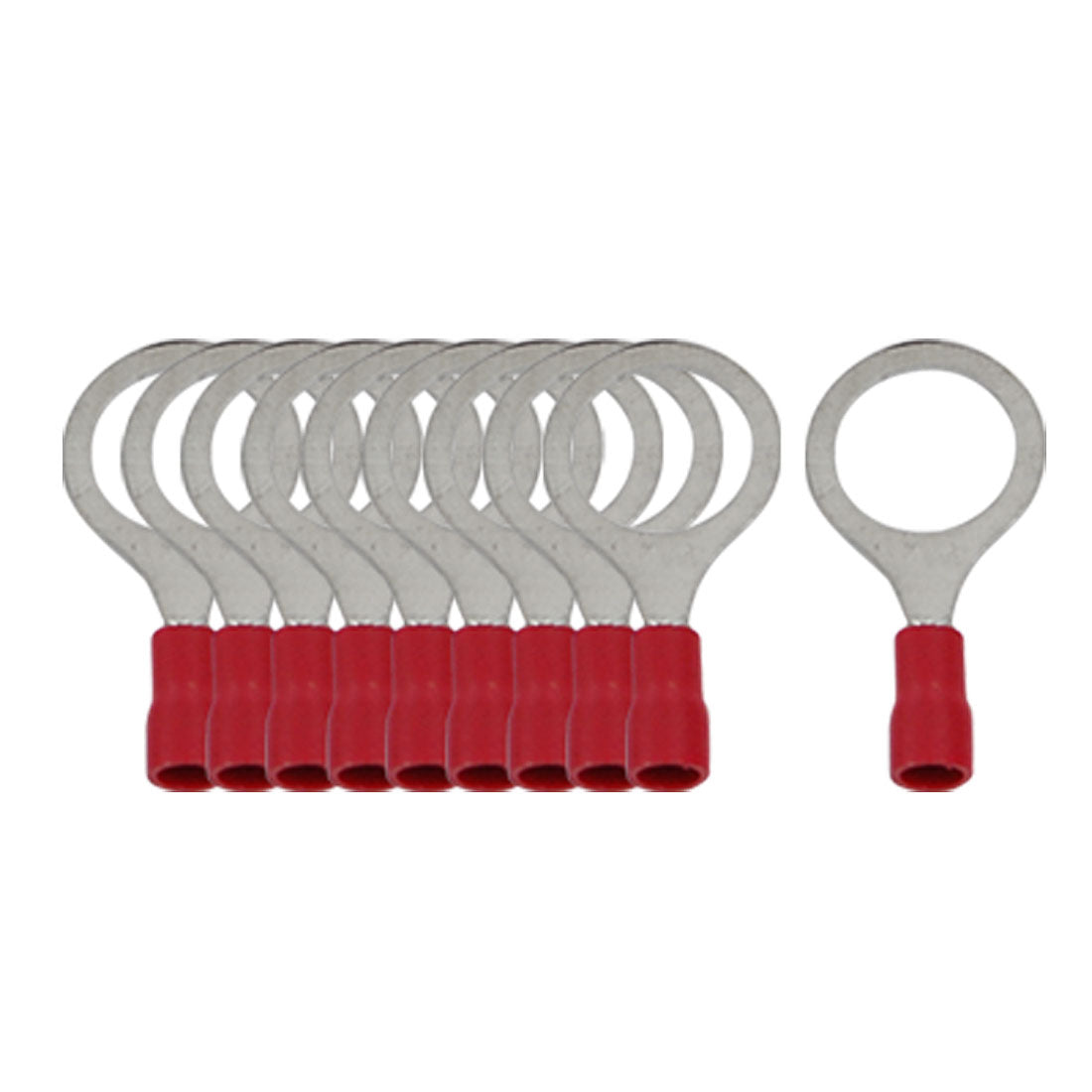 Harfington RV1.25-12 Red Insulated Sleeve Ring Tongue Crimp Terminals 10 Pcs