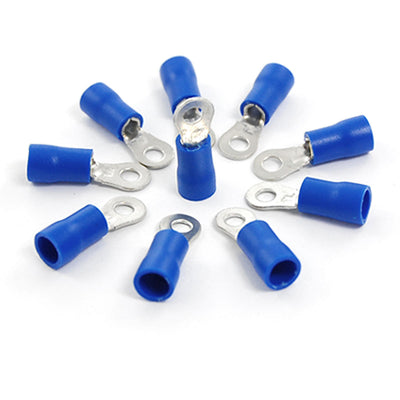 Harfington 10pcs RV2-3.2 Blue PVC Sleeve Insulated Ring Terminals Connector
