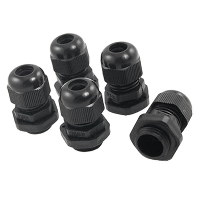Harfington 5pcs PG9 Black Plastic Waterproof Cable Connectors New