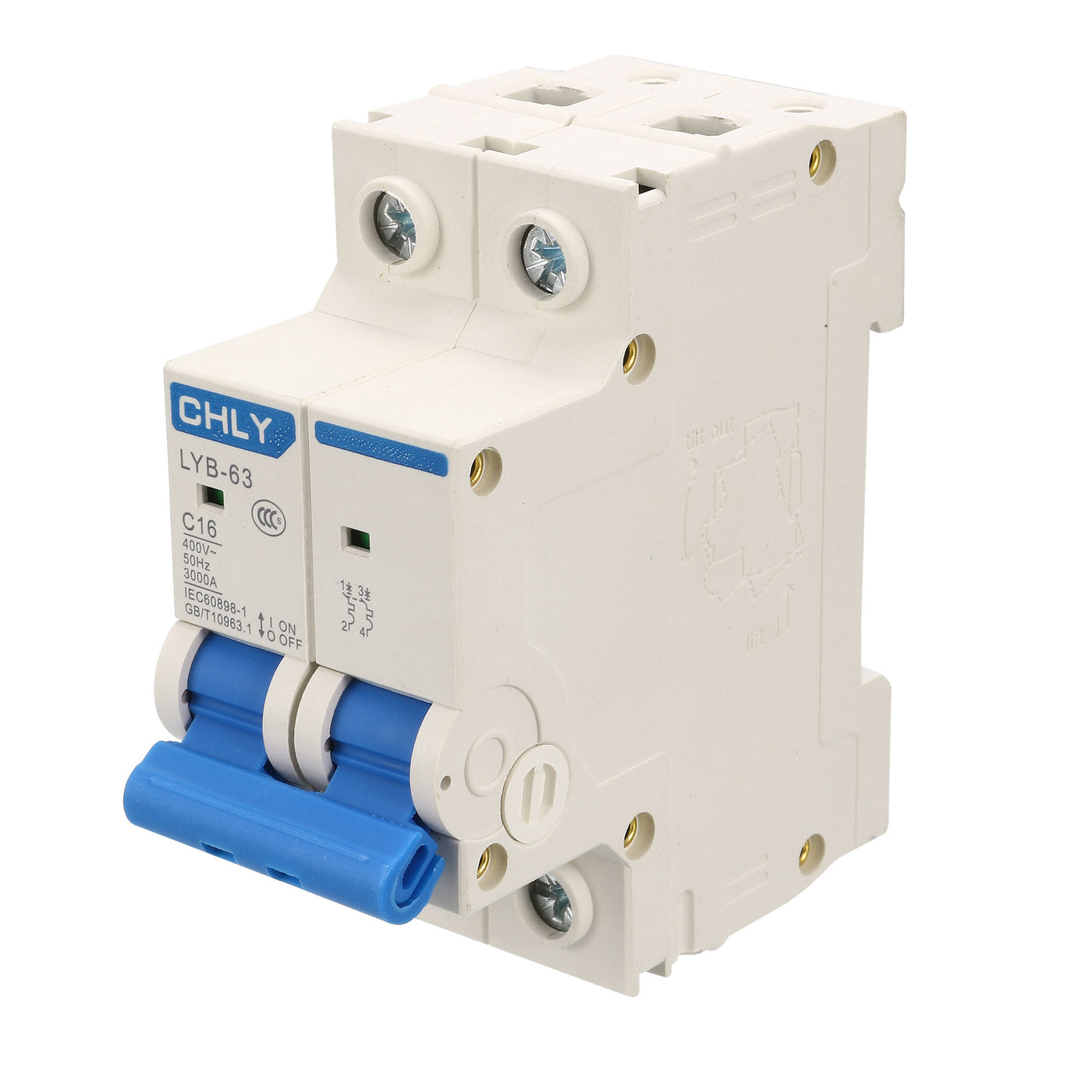 uxcell Uxcell DZ47-63 C16 16A AC 400V Two Pole Mini Circuit Breaker