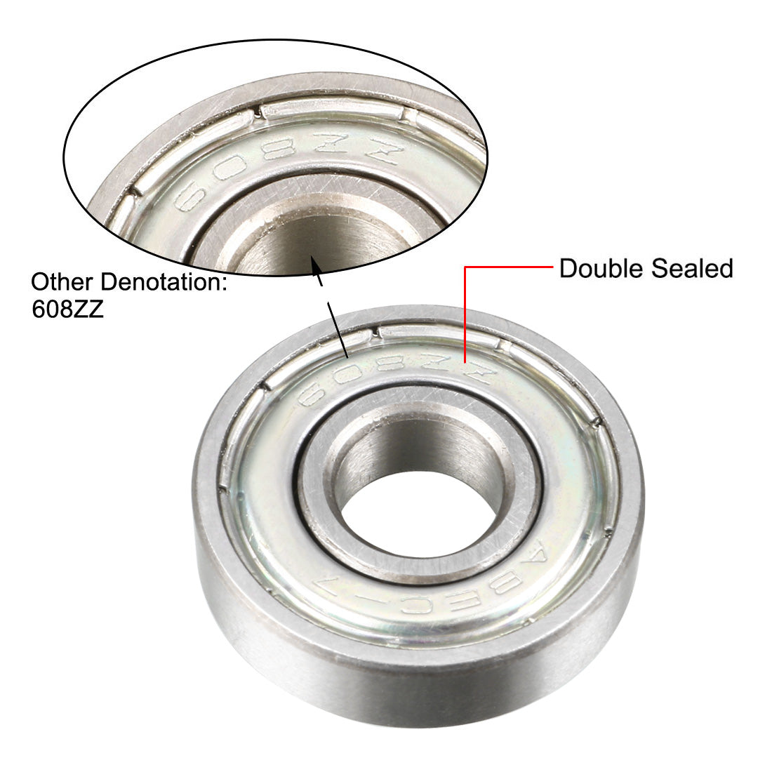 Harfington 608ZZ 8mm×22mm×7mm Double Shields Deep Groove Ball Bearing