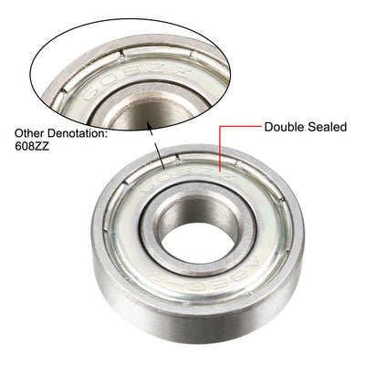 Harfington 608ZZ 8mm×22mm×7mm Double Shields Deep Groove Ball Bearing