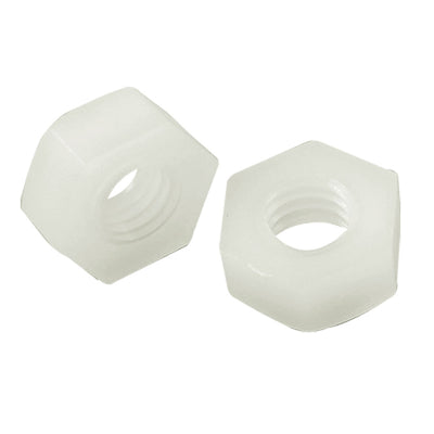Harfington 10pcs White Plastic 5mm Inner Dia Hexagonal Hex Fasteners Screw Nuts