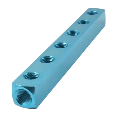 Harfington Turquoise Color 6 Way Air Hose Inline Aluminum Manifold Block Splitter