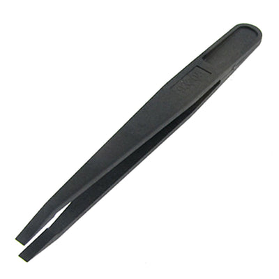 Harfington Electronics Plastic Flat Tip Anti-static Black Tweezers Tool 93305