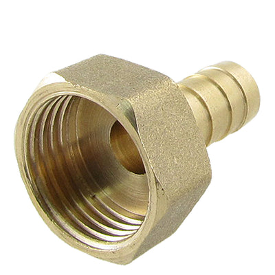 Harfington Gold Tone Brass Fitting 10mm Hose Barb 1/2" G Female Thread Straight Connector