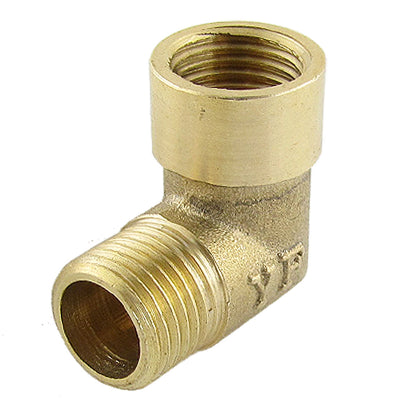 Harfington Gold Tone Brass Pipe Fitting Street Elbow Connector 1/4BSP Female×1/4BSP Male