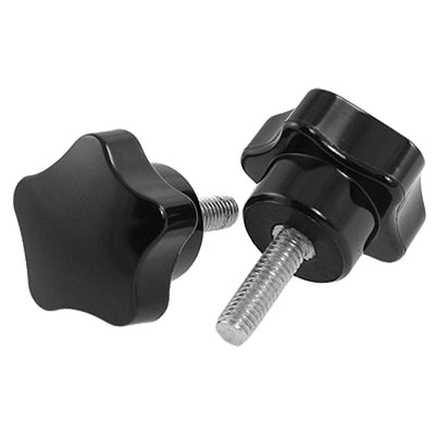 Harfington 2pcs Machine Spare Part 6mm Male Thread 40mm Height Star Knob