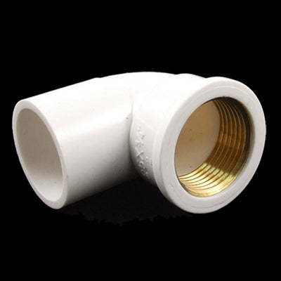 Harfington 3/4" Brass Thread to 25mm Slip PVC Female Elbow Pipe Coupling Adapter White