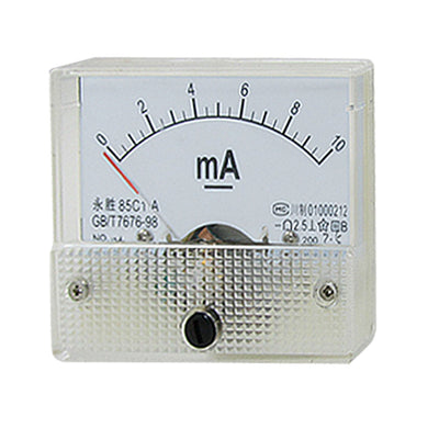 Harfington 85C1-A DC 0-10mA White Plastic Shell Analog Panel Ampere Meter Ammeter