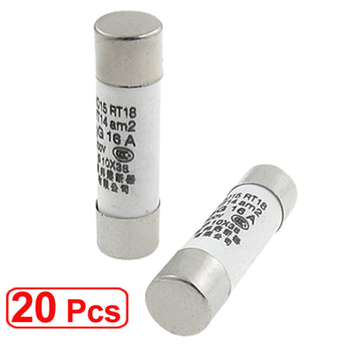 Harfington 20pcs RO15 10mm×38mm Cylindrical Fuse Links 500V 16A