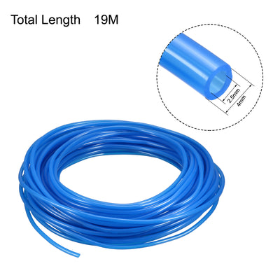 Harfington Blue 19 Meters 62.3ft 4mm×2.5mm Polyurethane PU Air Hose Tube