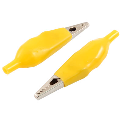 Harfington 10pcs Yellow Insulated Boot Electrical Alligator Clamps Test Clips 48mm