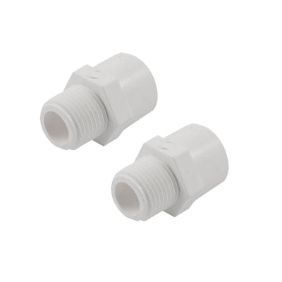 Harfington 2pcs 1/2" PT Male Thread PVC Pipe Tube Adapter Connectors