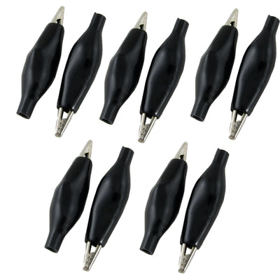 Harfington 10pcs Black Insulated Sleeve Alligator Clips Clamp Testing Probe