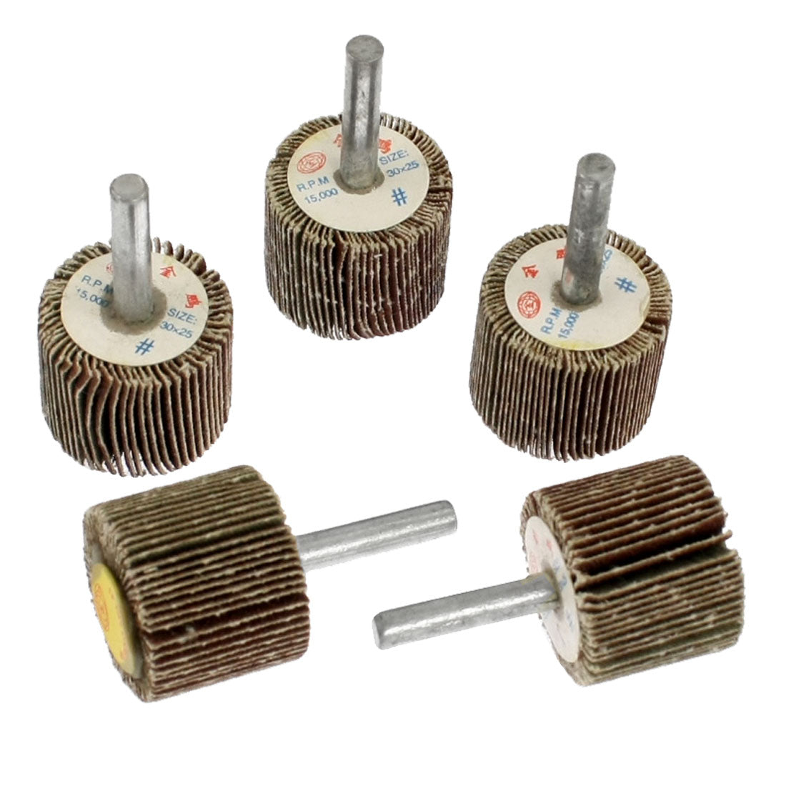 Harfington 5pcs 30mm Head Metal Shank Abrasive Mounted Flap Wheels Brush Bit