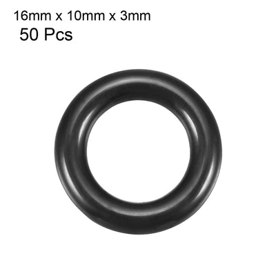 Harfington Uxcell 16mm x 3mm Black Nitrile Rubber O Ring NBR Seals Gaskets 50 Pcs
