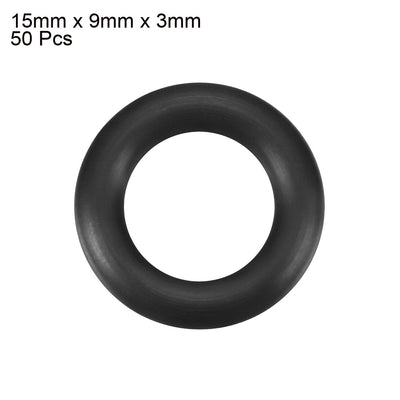 Harfington Uxcell 50 Pcs Black 15mm OD 3mm Thickness Nitrile Rubber O-ring Oil Seal Gaskets