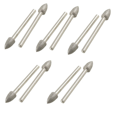Harfington 10pcs 6mm Taper Head Dia Grinding Bits Polisher Diamond Mounted Point