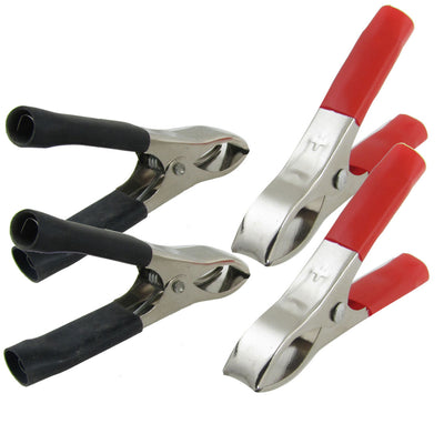 Harfington 2 Pairs Black Red 30A Soft Plastic Boots Metal Battery Clip Clamps Steel