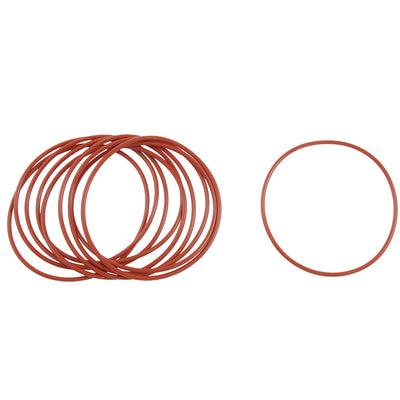 Harfington 10pcs 68mm OD 2mm Thickness Dark Red Silicone O Ring Oil Seal Gasket
