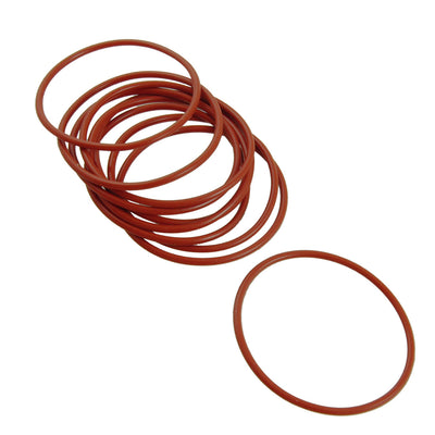 Harfington 10pcs 55mm OD 2.5mm Thickness Red Silicone O Ring Oil Seals