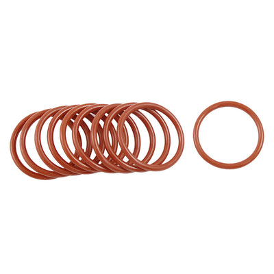 Harfington 10pcs 28mm OD 2.5mm Thickness Dark Red Silicone O Rings Oil Seals Gasket
