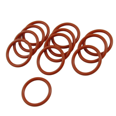 Harfington 10pcs 24mm OD 2.5mm Thickness Red Silicone O Ring Oil Seals