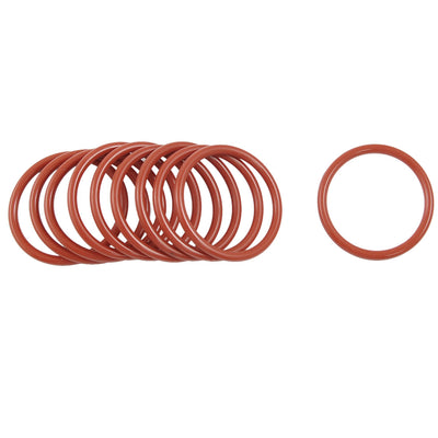 Harfington 10pcs 38mm OD 3mm Thickness Dark Red Silicone O Rings Oil Seals Gasket