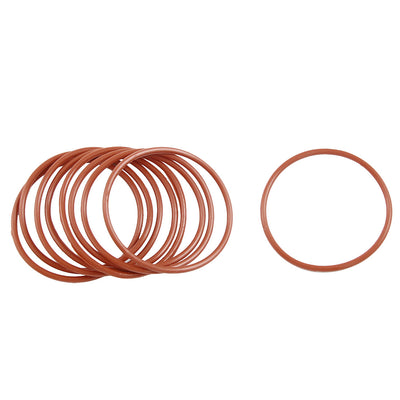 Harfington 10pcs 50mm OD 2.5mm Thickness Dark Red Silicone O Rings Oil Seals Gasket
