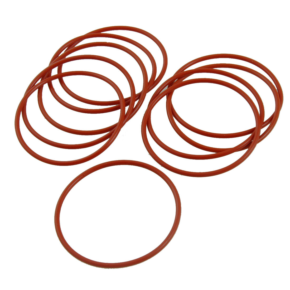 Harfington 10pcs 50mm OD 2mm Thickness Red Silicone O Ring Oil Seals