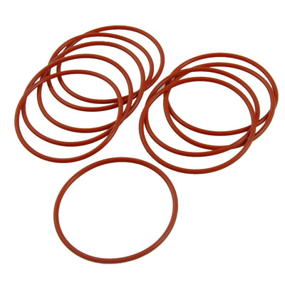 Harfington 10pcs 50mm OD 2mm Thickness Red Silicone O Ring Oil Seals