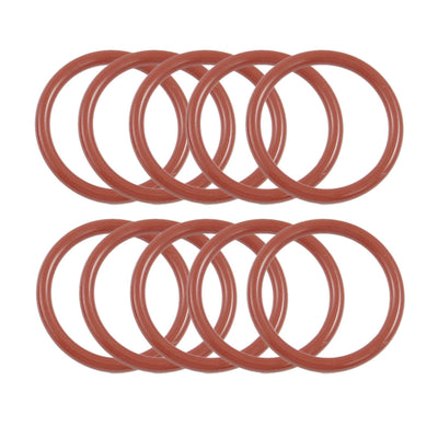 Harfington 10 Pcs 25mm OD 20mm Inside Dia 2.5mm Thickness Silicone O Rings Oil Seals Gasket Dark Red