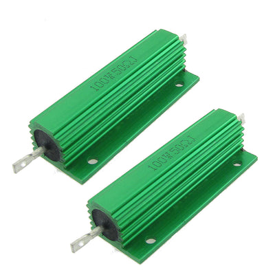 uxcell Uxcell 2 Pcs Chassis Mounted Green Aluminum Clad Wirewound Resistors 100W 50 Ohm 5%