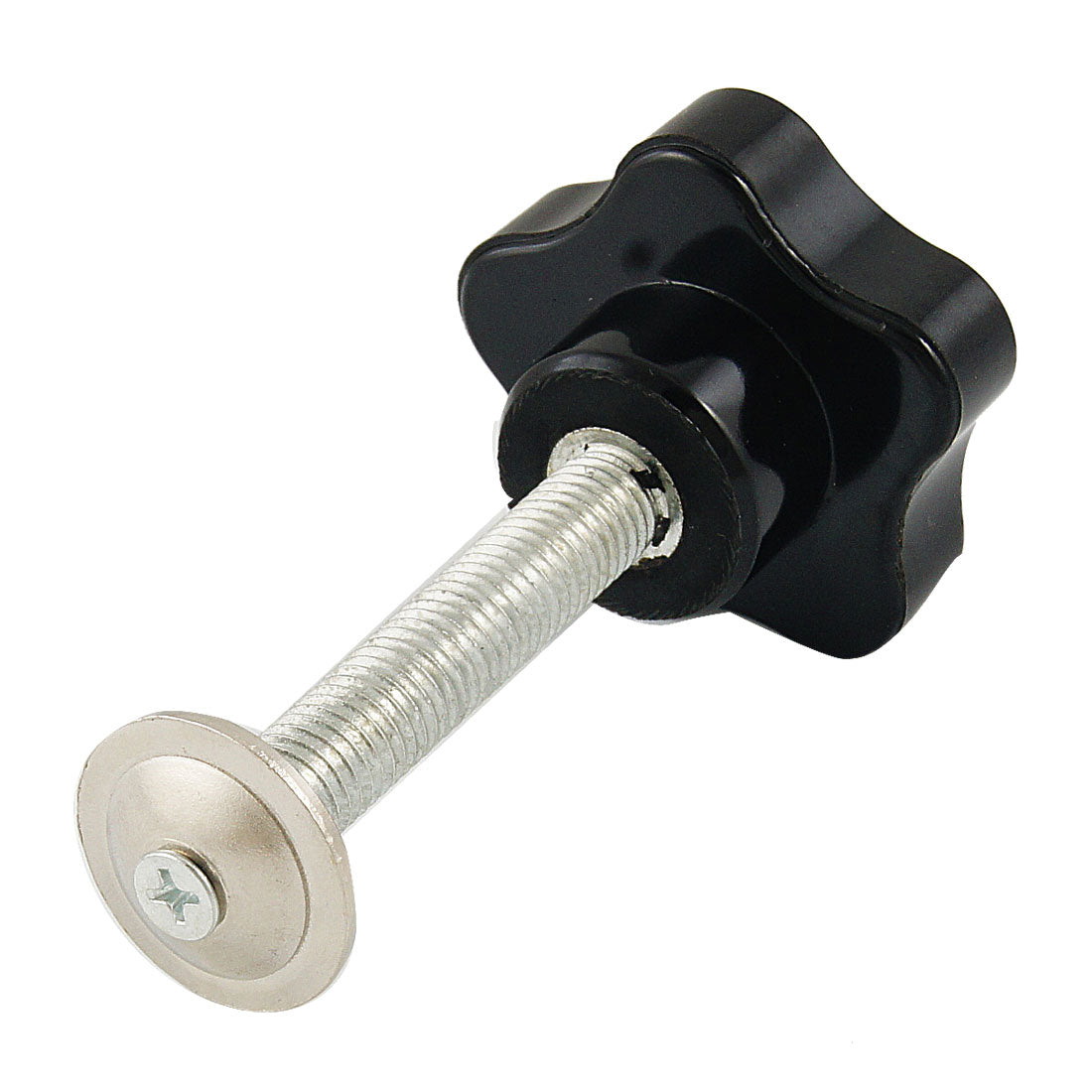 Harfington 10mmx60mm Male Threaded Clamping Sar Knob Silver Tone Black