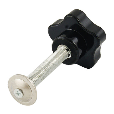 Harfington 10mmx60mm Male Threaded Clamping Sar Knob Silver Tone Black