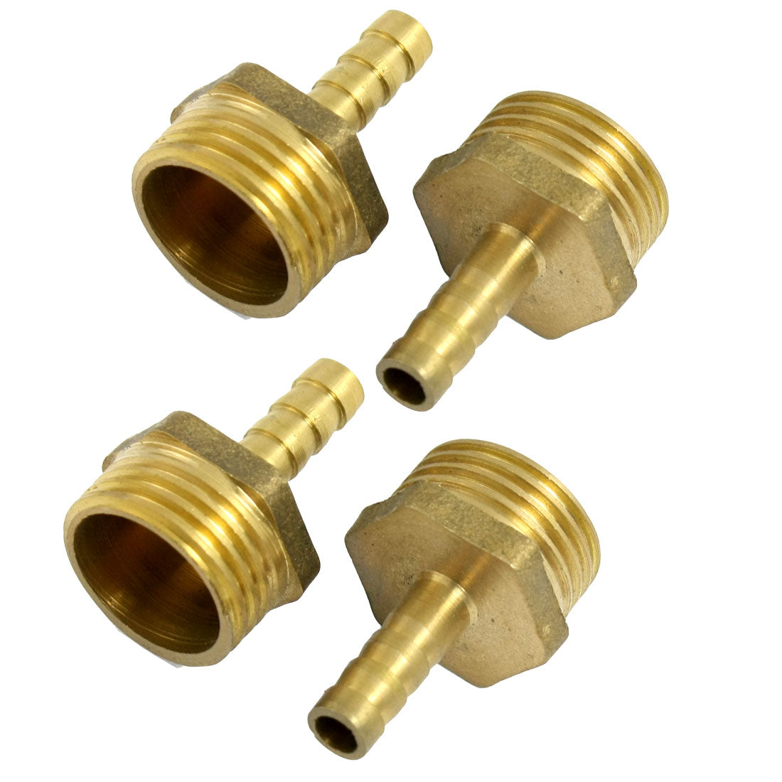 Harfington 5pcs Brass 1/2" PT Thread 6mm Air Water Fuel Hose Barb Fitting Adapter