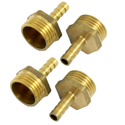 Harfington 5pcs Brass 1/2" PT Thread 6mm Air Water Fuel Hose Barb Fitting Adapter