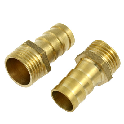 Harfington 5/8" Inside Dia Hose 1/2" PT Thread Brass Straight Barb Barbed Connector 2pcs
