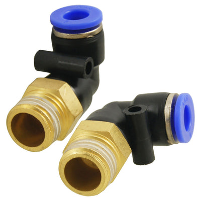 Harfington 2pcs 1/4" Male Thread to 6mm Elbow Pneumatic Connector Fittings