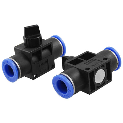 Harfington 2pcs 12mm to 12mm One Touch Fitting Pneumatic Connector Hand Valve