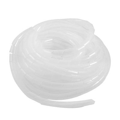 Harfington White 12mm Outside Dia 7M Polyethylene Spiral Cable Wire Wrap Tube