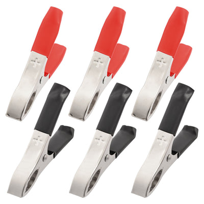 Harfington 12pcs Plastic Covered Test Probe Metal Alligator Clips 75mm 30A