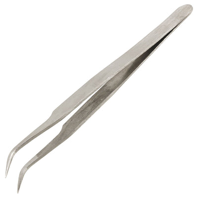 Harfington Manual Tool Silver Tone Curved Pointy TipTweezer 12cm Length