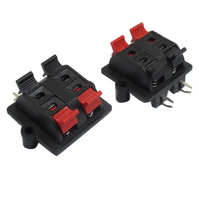 Harfington Spring Loaded Rectangular 2 Red 2 Black 4 Position Speaker Terminals 2pcs