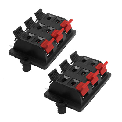 Harfington 2pcs Spring Loaded Rectangle 3 Red 3 Black 6 Position Speaker Terminals