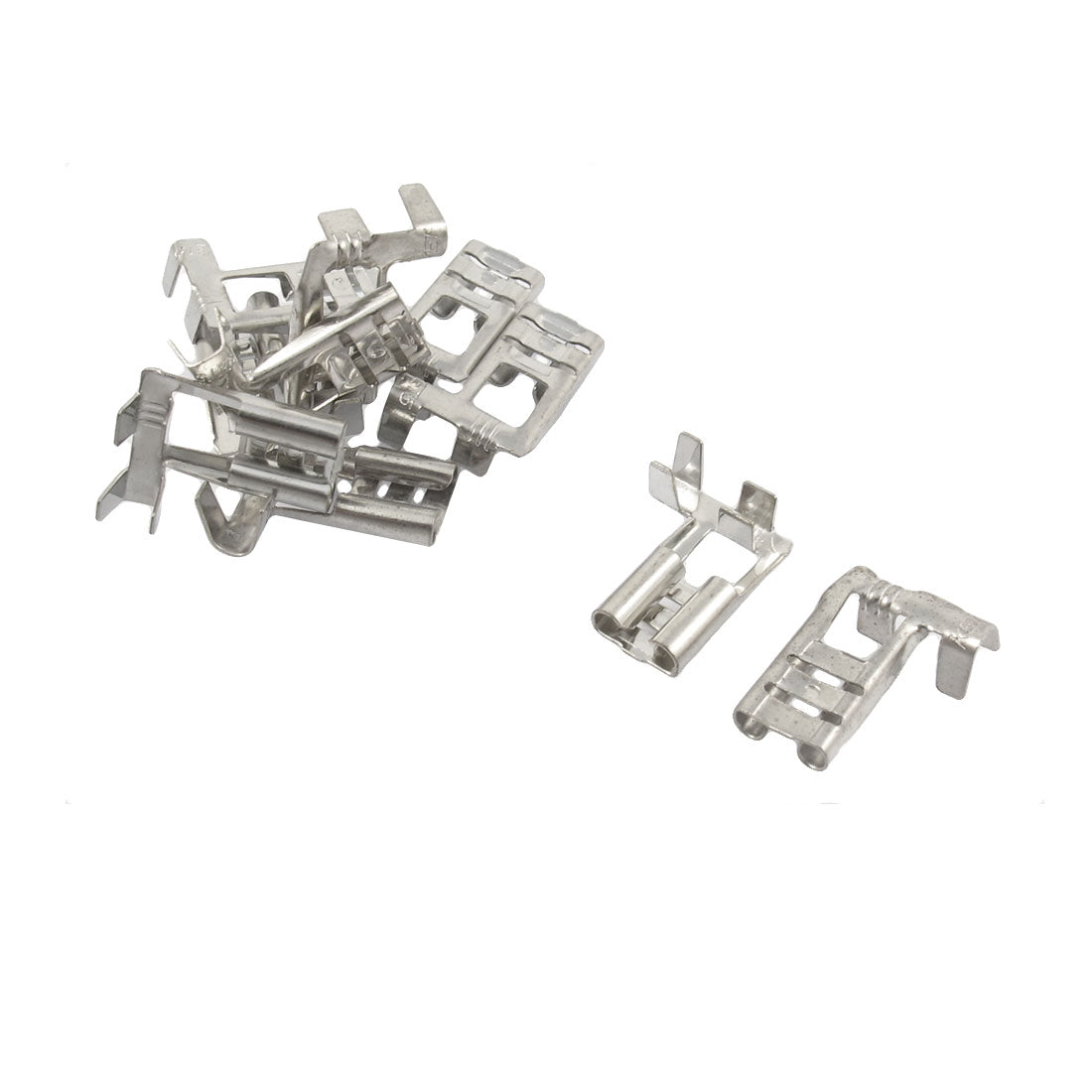 Harfington 10pcs Silver Tone Tone Male Spade Crimp Terminals 6.3mm Wiring Connectors